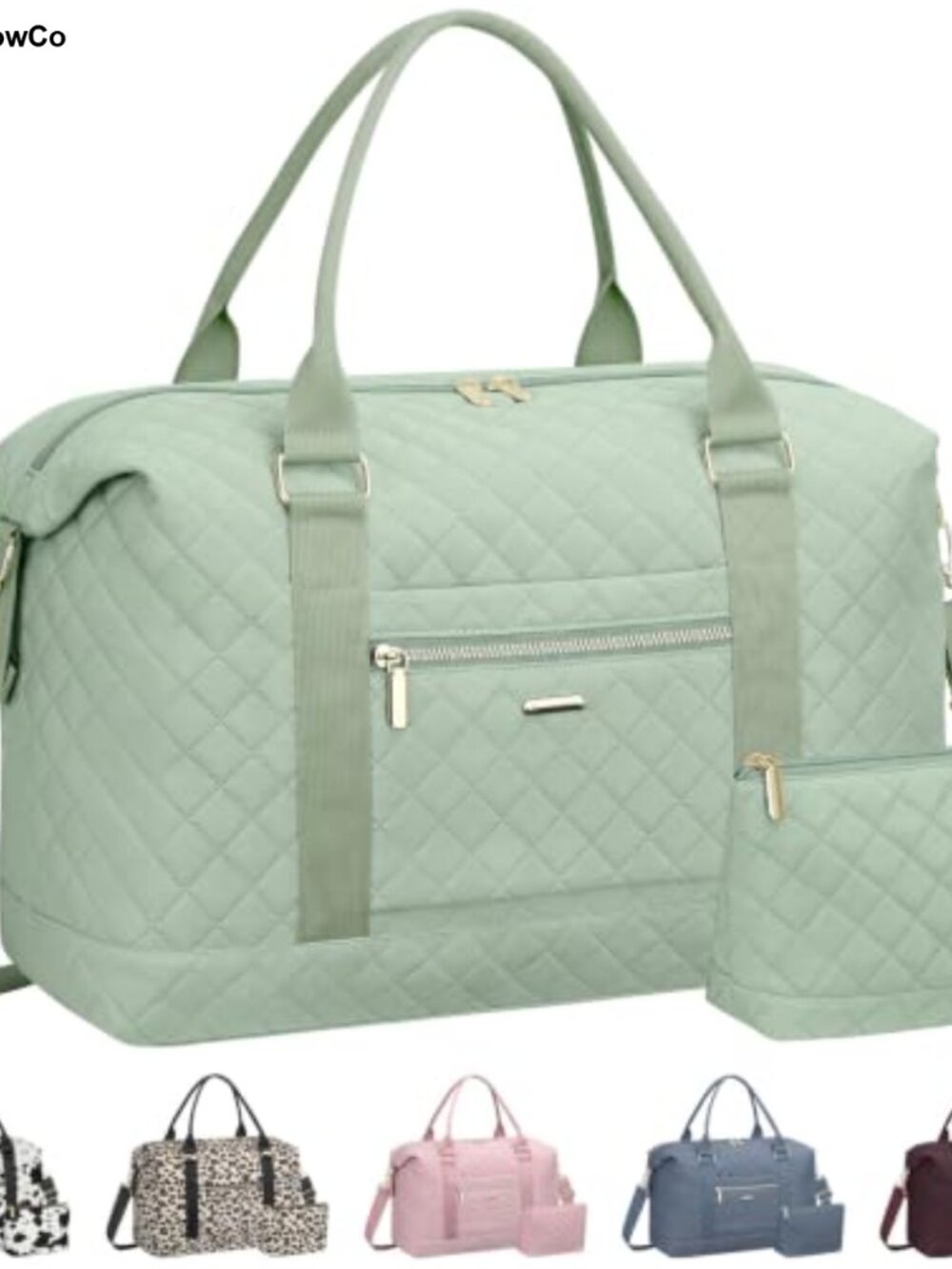 Quilted Travel Duffle Bag Water Resistant Carry On with Luggage Sleeve